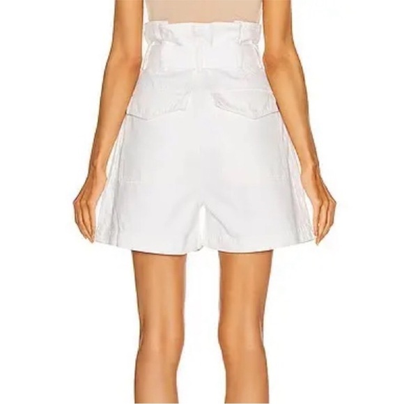 Agolde Celia Paperbag Waist Denim Shorts in Paste White size 25 with Belt - Picture 10 of 12